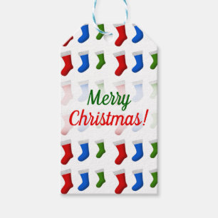 Weihnachten; Rote, blaue und grüne Geschenkanhänger