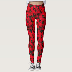 Weihnachten Rote Blume Poinsettia Leggings