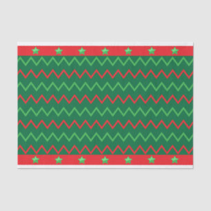 Weihnachten Rote Grüne Stars und Zigzag Streifen Seidenpapier