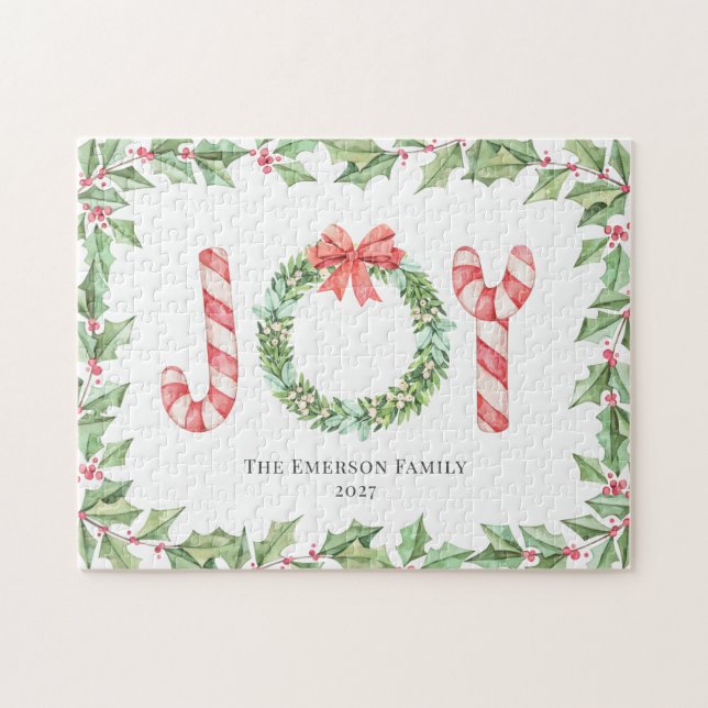 Weihnachten Rote Joy Watercolor Wreath Grüne (Horizontal)