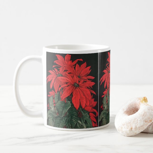 Weihnachten Rote Pflanze Blume Kaffeetasse (Mit Donut)
