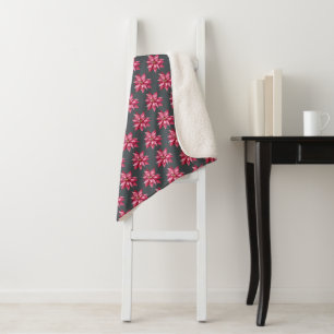 Weihnachten Rote Poinsetta Blumenmuster Offschwarz Sherpadecke