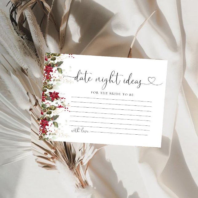 Weihnachten Rote Poinsettia Date Night Idea Karte (Von Creator hochgeladen)
