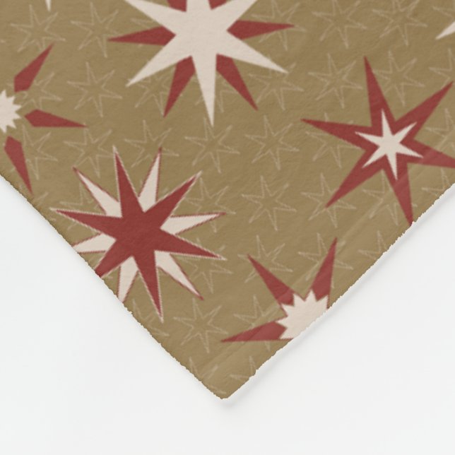 Weihnachten Rote Sterne - auf goldenem Muster. Fleecedecke (Ecke)