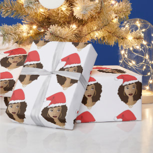 Weihnachten Rote Weihnachtsmannmütze, Schwarze Fra Geschenkpapier