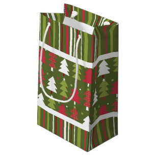 Weihnachten - Rote, weiße und grüne Bäume und Stre Kleine Geschenktüte