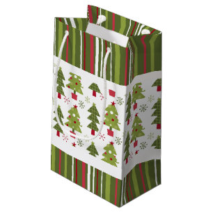 Weihnachten - Rote, weiße und grüne Bäume und Stre Kleine Geschenktüte
