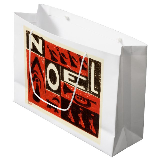 Weihnachten - Roter Block Große Geschenktüte (Vorderseite Schrägansicht)