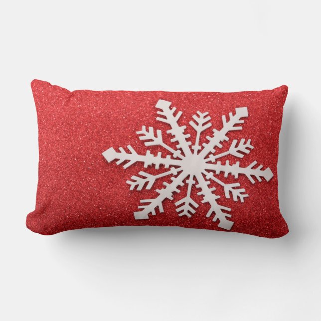 Weihnachten - Roter Glitzer Snowflake Urlaub Lendenkissen (Vorderseite)