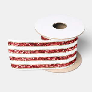 Weihnachten - Roter Glitzer Streifen Satinband