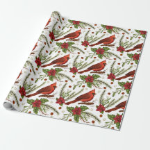 Weihnachten Roter Kardinal Pine Poinsettia Wasserf