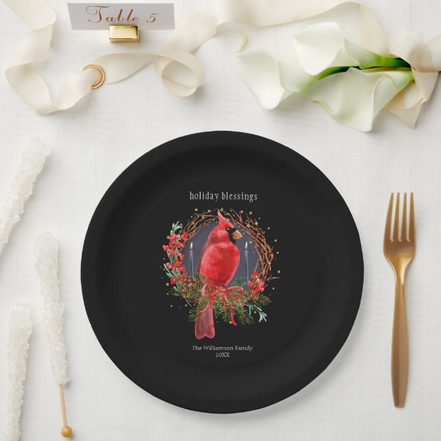 Weihnachten Roter Kardinal Weihnachten Solstice Bo Pappteller (Hochzeit)