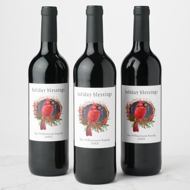 Weihnachten Roter Kardinal Weihnachten Solstice Bo Weinetikett (Flaschen)
