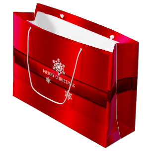 Weihnachten, Roter Satin, Schneeflocken, Custom Große Geschenktüte