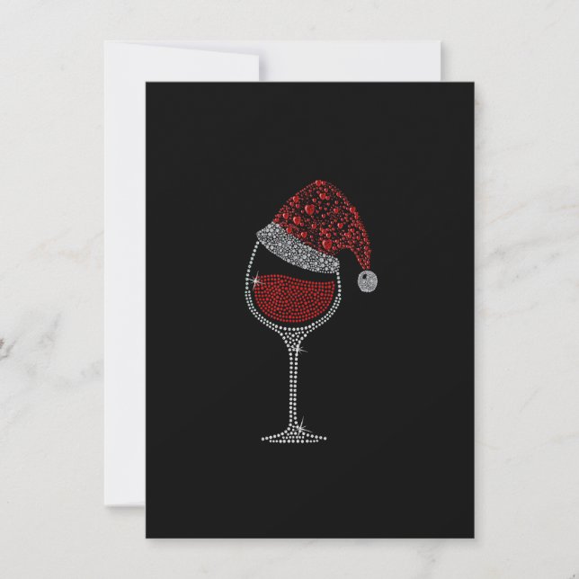 Weihnachten Roter Wein Glas Funny Weihnachtsmannmü Einladung (Vorderseite)