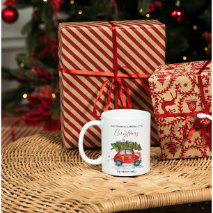 Weihnachten - Rotes Auto & Baum Kaffeetasse