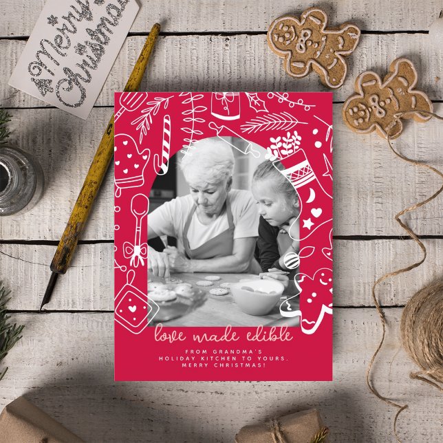 Weihnachten Rotes Backen Spiralen Bright Foto Card (Von Creator hochgeladen)