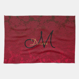 Weihnachten Rotes Gold Schwarzes Winter Monogramm Geschirrtuch