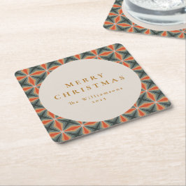 Weihnachten Rotes Grün Mitte Jahrhundert Stars Cus Rechteckiger Pappuntersetzer