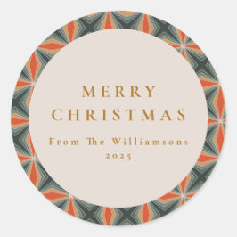 Weihnachten Rotes Grün Mitte Jahrhundert Stars Cus Runder Aufkleber