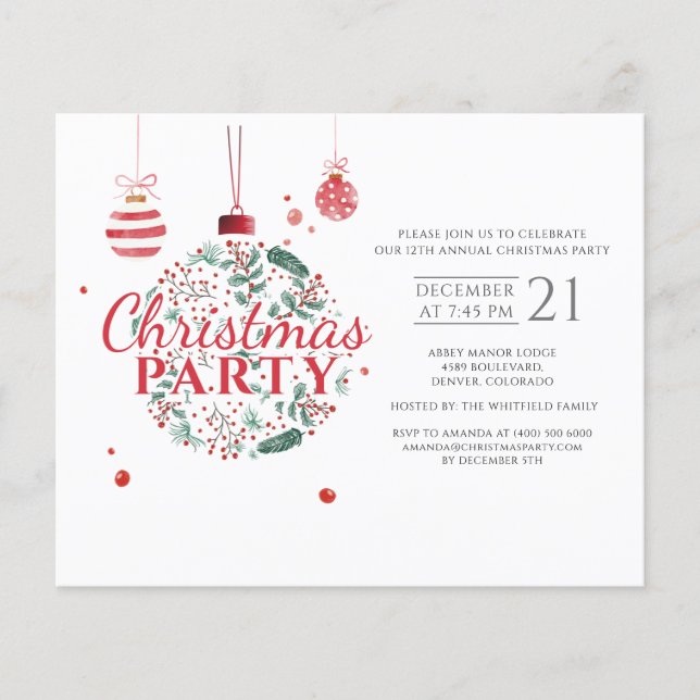 Weihnachten Rotes grünes Party Flyer (Vorne)