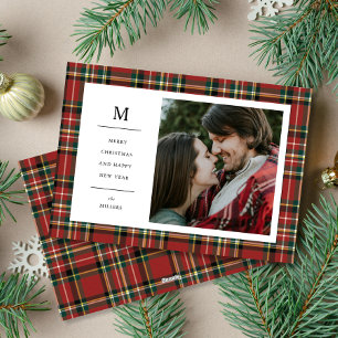 Weihnachten Rotes Kariertes Monogramm Ein Foto