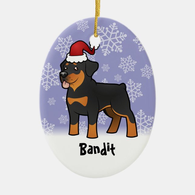 Weihnachten Rottweiler (addieren Sie Ihren Keramik Ornament (Vorne)