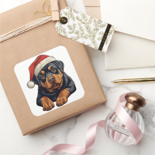 Weihnachten Rottweiler Quadratischer Aufkleber