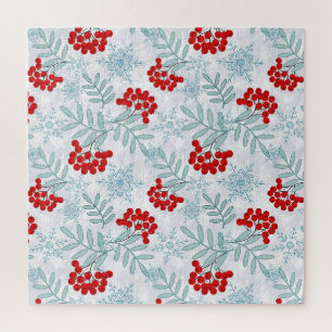 Weihnachten, Rowan, rot, weiß, Schneeflocken