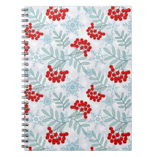 Weihnachten, Rowan, rot, weiß, Schneeflocken Notizblock