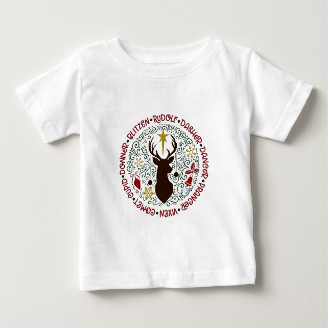 Weihnachten Rudolf Reindeer-Namen Baby T-shirt (Vorderseite)