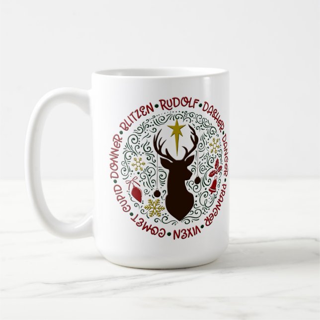 Weihnachten Rudolf Reindeer-Namen Kaffeetasse (Links)