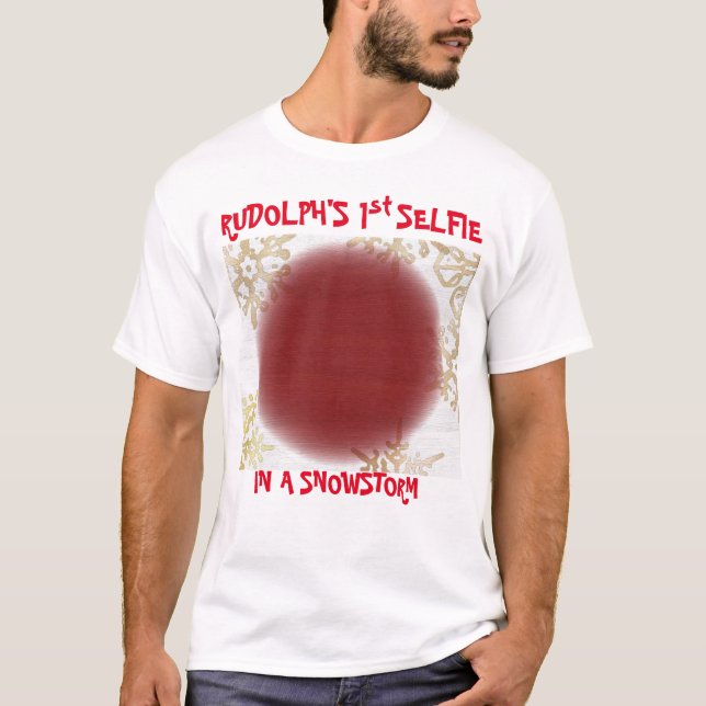 Weihnachten Rudolfs 1. Selfie im Schneesturm T-Shirt (Vorderseite)