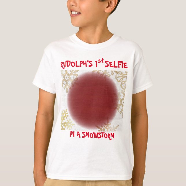 Weihnachten Rudolfs 1. Selfie im Schneesturm T-Shirt (Vorderseite)