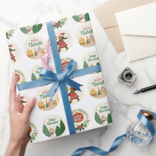 Weihnachten rund um das World Sticker Set feiern Geschenkpapier