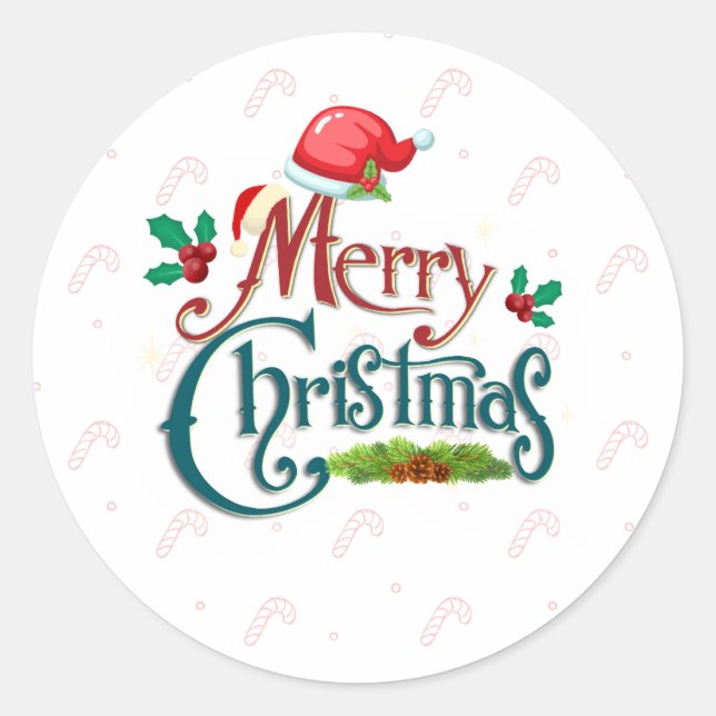 Weihnachten  runder aufkleber (Vorderseite)