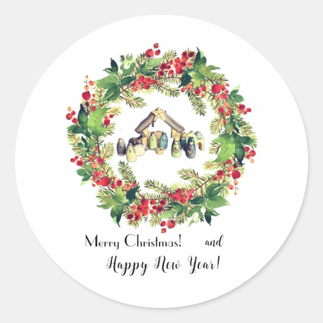 Weihnachten! Runder Aufkleber (Vorderseite)