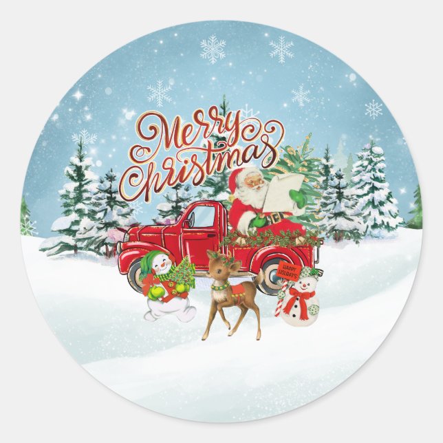 Weihnachten Runder Aufkleber (Vorderseite)