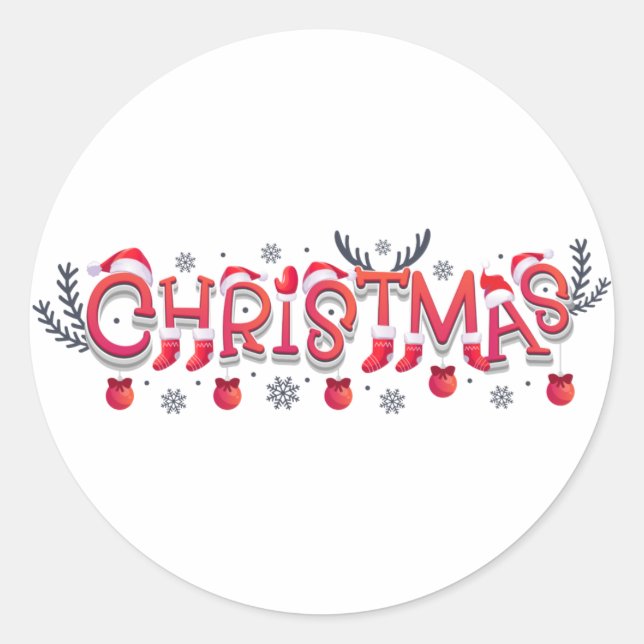 Weihnachten Runder Aufkleber (Vorderseite)
