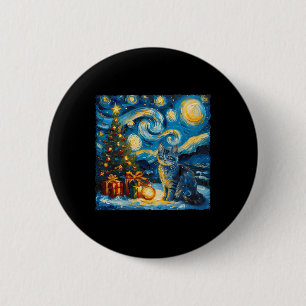 Weihnachten Russisch Blue Cat Art Van Gogh's The S Button