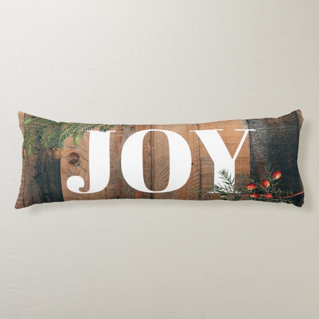 Weihnachten Rustic Wood Joy Seitenschläferkissen (Vorderseite)
