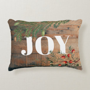 Weihnachten Rustic Wood Joy Xmas Dekokissen