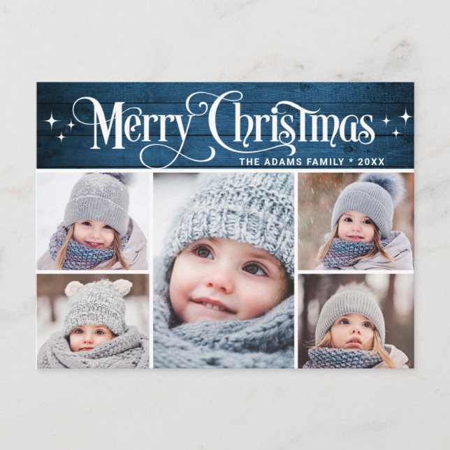 Weihnachten Rustikal 5 FOTO Grußurlaub Postkarte (Vorderseite)