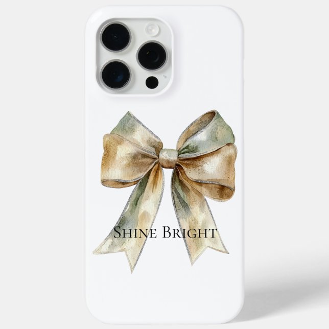 Weihnachten Rustikal White Green Gold Bow Personal Case-Mate iPhone Hülle (Rückseite)