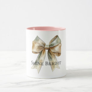 Weihnachten Rustikal White Green Gold Bow Personal Tasse