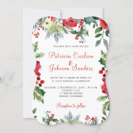 Weihnachten rustikale Aquarellfarben Rote Hochzeit Einladung