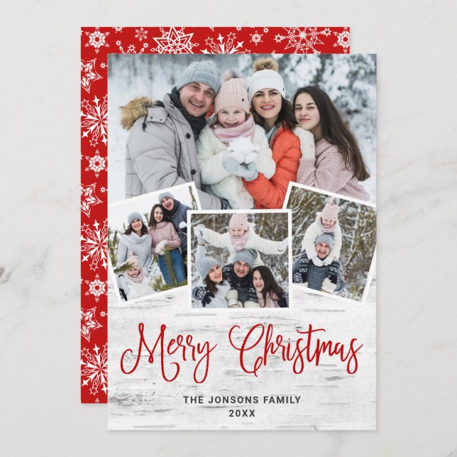 Weihnachten Rustikale Birch Bark 4 FOTO Gruß (Vorne/Hinten)