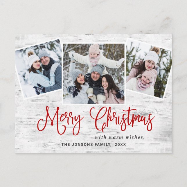 Weihnachten Rustikale Birke 3 FOTO Grußurlaub Postkarte (Vorderseite)