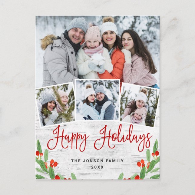 Weihnachten Rustikale Birke 4 FOTO Grußurlaub Postkarte (Vorderseite)