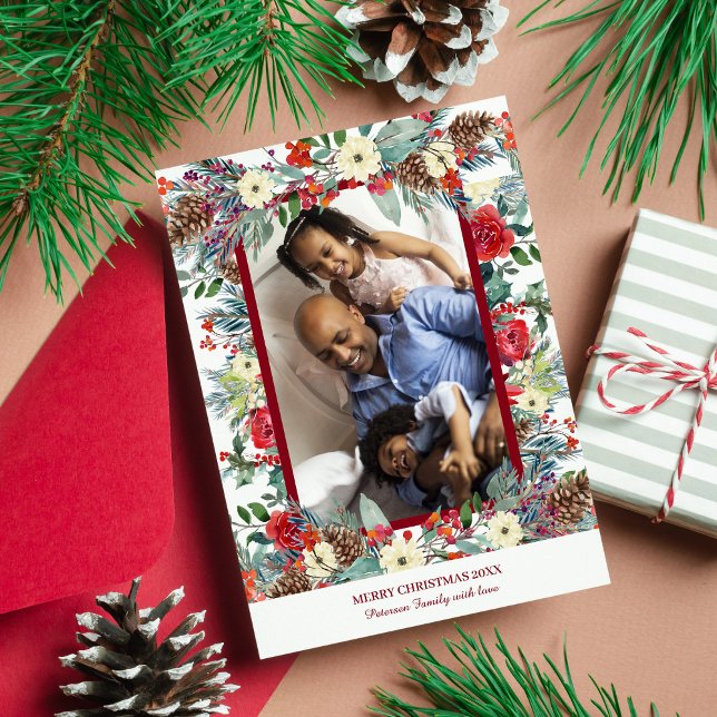 Weihnachten rustikale Blumenfamilie Foto rot borde (Von Creator hochgeladen)